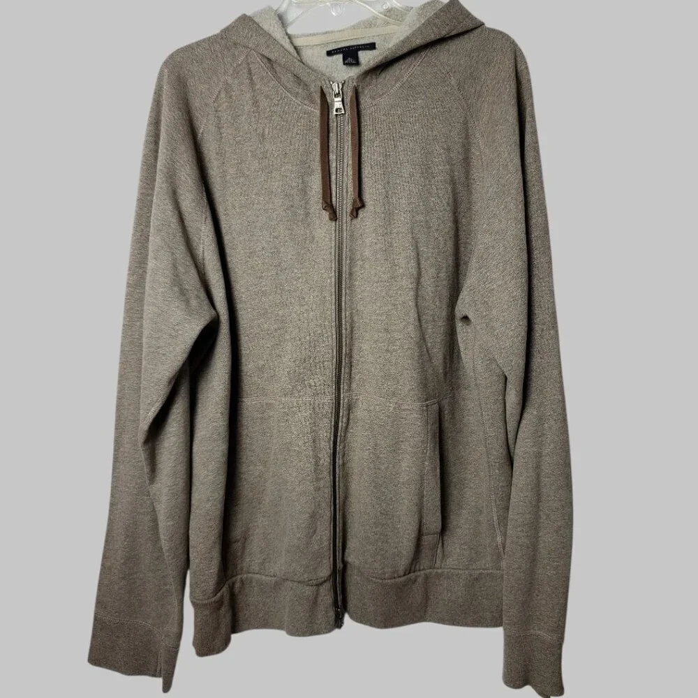 Banana Republic Mens Zip Up Hoodie Cotton/Polyester Blend Beige/Brown Xlarge